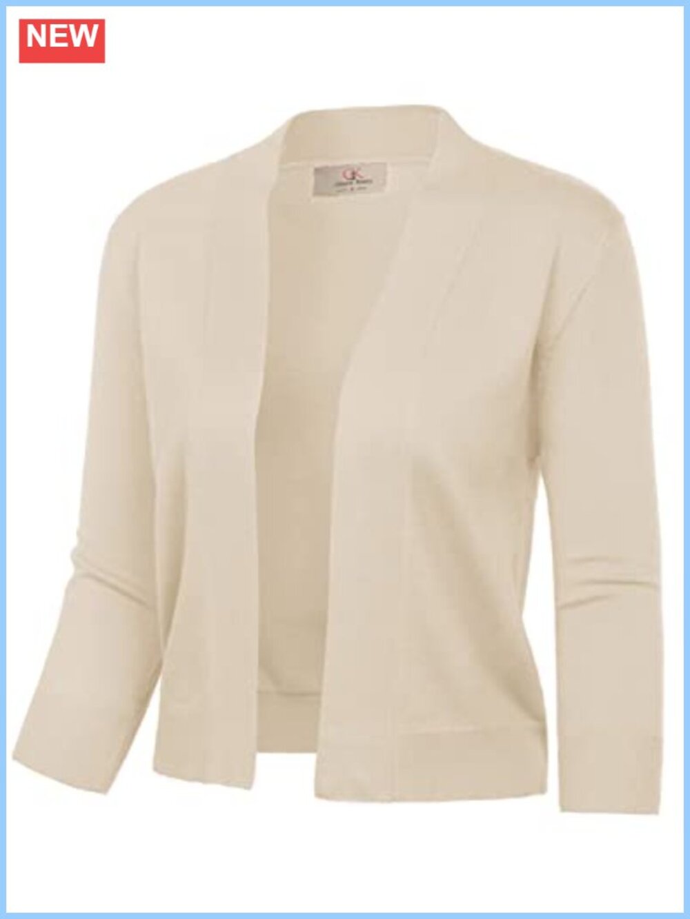 Women's 3/4 Sleeve Knit Cropped Cardigan Open Front Bolero Shrug